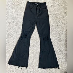 Distressed Black Flare Jeans